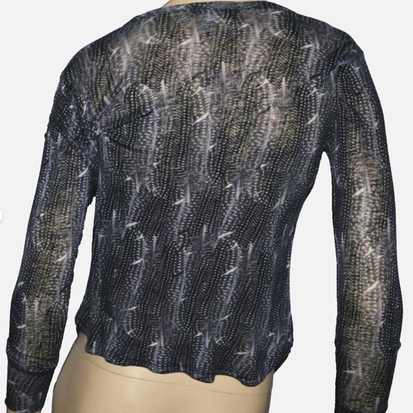 ISABEL MARANT POUR H&M SIZE YOUTH 10 12 WOMENS XS FEATHER PRINT BLOUSE TOP TEE - Picture 6 of 8